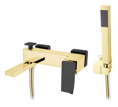 Смеситель Boheme Q для ванны, с душевым гарнитуром, золото, черный, 143-GB.2