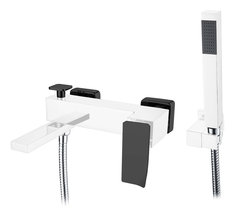 Смеситель Boheme Q для ванны, с душевым гарнитуром, хром, черный, 143-CRB.2