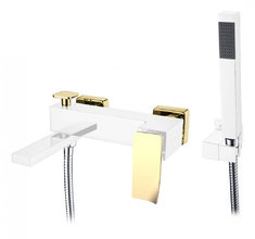 Смеситель Boheme Q для ванны, с душевым гарнитуром, хром, золото, 143-CRG.2