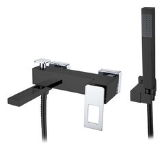 Смеситель Boheme Q для ванны, с душевым гарнитуром, черный, хром, 143-BCR