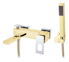Смеситель Boheme Q для ванны, с душевым гарнитуром, золото, хром, 143-GCR