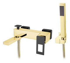 Смеситель Boheme Q для ванны, с душевым гарнитуром, золото, черный, 143-GB