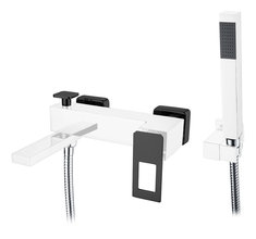 Смеситель Boheme Q для ванны, с душевым гарнитуром, хром, черный, 143-CRB