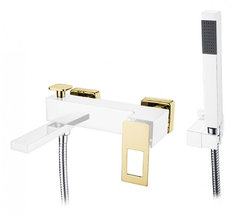 Смеситель Boheme Q для ванны, с душевым гарнитуром, хром, золото, 143-CRG