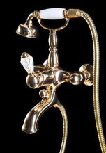 Смеситель Boheme Crystal 283-CRST для ванны, с душевым гарнитуром, золото