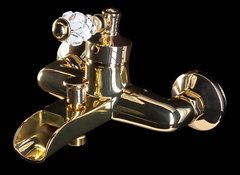 Смеситель Boheme Vogue 213-CRST Crystal для ванны, с душевым гарнитуром, золото