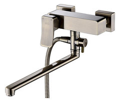 Смеситель WasserKRAFT Exter 1602L для ванны с длинным поворотным изливом 350 мм, светлая бронза