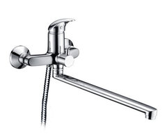 Смеситель универсальный WasserKRAFT ISEN 2602L с длинным поворотным изливом 35 см, с душевым гарнитуром, хром