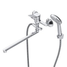 Смеситель AM.PM X-Joy F85A90100 для ванны и душа, с длинным изливом, душевым гарнитуром, хром