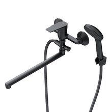 Смеситель для ванны и душа Am.Pm Gem с душевым комплектом, черный матовый, F90A90122