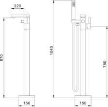 Смеситель напольный Aquanet JA-6002 для ванны и душа