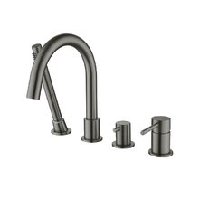 Смеситель Aquatek Европа AQ1348BGM, на борт ванны, с душевым гарнитуром, черный хром шлифованный