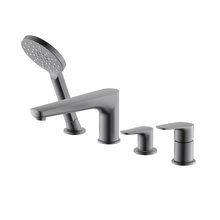 Смеситель Aquatek Бетта AQ1148BGM, на борт ванны, с душевым гарнитуром, черный хром шлифованный