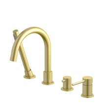 Смеситель Aquatek Европа AQ1348BG, на борт ванны, с душевым гарнитуром, золото шлифованное