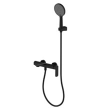 Смеситель Aquame Monza, для ванны и душа, с душевым гарнитуром, цвет черный матовый, AQM6312MB