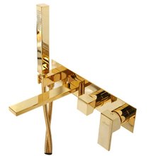 Смеситель Cezares Unika UNIKA-VDM2-03/24 для ванны и душа, с гарнитуром, золото 24 карата