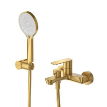 Смеситель для ванны и душа Cezares STYLUS-VD-BORO, с душевым гарнитуром, брашированное золото