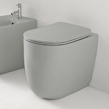 Унитаз напольный приставной Kerasan Nolita 531859 безободковый, с креплениями WB5N, цвет Grigio matt светло-серый матовый