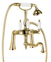 Смеситель Cezares First PBV2-03/24-Bi цвет золото 24 карат, ручки белые