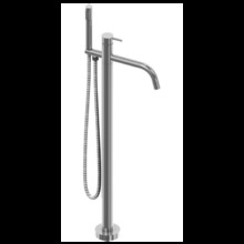 Смеситель Cisal Xion XI004204D1 напольный однорычажный для ванны с ручной лейкой, держателем, шлангом 1,5 м, цвет нержавеющая сталь