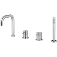 Смеситель Cisal Xion XI001260D1 на борт ванны на 4 отверстия, излив 200 мм, цвет нержавеющая сталь