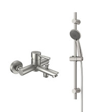 Смеситель для ванны и душа Dorff Logic New D0103030SS, с гарнитуром, нержавеющая сталь