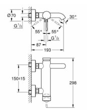 Смеситель Grohe Essence New 33624DC1 для ванны и душа, цвет - суперсталь