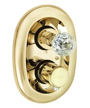 Смеситель Kludi Adlon 5172045G4 для ванны и душа, с термостатом, ручки хрусталь, цвет золото 23 карата