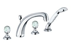 Смеситель Kludi Adlon 5152405G5 для ванны и душа, на 4 отверстия, ручки хрусталь, цвет хром