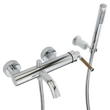 Cмеситель Migliore Ermitage Mini 30171 для ванны и душа, с душевым гарнитуром, цвет хром/орех