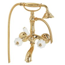 Cмеситель Migliore Olivia 19020 для ванны и душа с гарнитуром, золото, ручки белая керамика