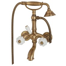 Cмеситель Migliore Olivia 18996 для ванны и душа с гарнитуром, бронза, ручки белая керамика