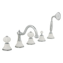 Cмеситель Migliore Olivia 19005 на борт ванны, хром, ручки белая керамика