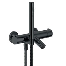 Смеситель Nobili Velis VE125010/2FLP для ванны и душа, с душевым гарнитуром, термостатический, Diamond smoke PVD, цвет черный глянцевый