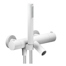 Смеситель Nobili Live LV00010/2WM для ванны и душа, с душевым гарнитуром,термостатический, на 2 потребителя, цвет белый матовый