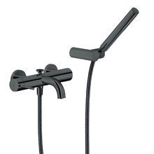 Смеситель Nobili Velis VE125110FLP для ванны и душа, с душевым гарнитуром, цвет черный глянцевый