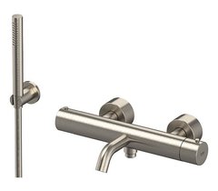 Смеситель термостатический Remer X Style Inox SSXT02 для ванны и душа, с душевым гарнитуром, цвет шлифованная нержавеющая сталь
