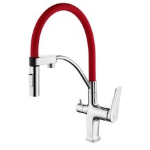 Смеситель Lemark Comfort LM3074C-Red для кухонной мойки, с подключением к фильтру, красный