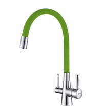 Смеситель Lemark Comfort LM3075C-Green для кухонной мойки, с подключением к фильтру питьевой воды, хром/зеленый