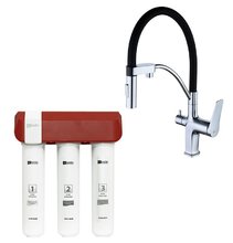 Смеситель для кухонной мойки Lemark Comfort LM3074C086, с фильтром Optima, хром/черный