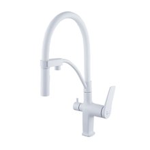 Смеситель для кухонной мойки Lemark Bronx LM3761MW, с подключением к фильтру, белый матовый