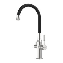 Смеситель для кухонной мойки Lemark Expert LM5083S-Black, с подключением к фильтру с питьевой водой, сталь