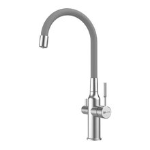 Смеситель для кухонной мойки Lemark Expert LM5083S-Gray, с подключением к фильтру с питьевой водой, сталь/серый