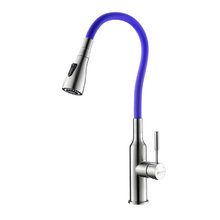 Смеситель Lemark Expert LM5082S-Violet для кухни с гибким изливом, хром/фиолетовый