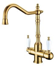 Смеситель Boheme Tradizionale 112 Oro для кухонной мойки c краном для питьевой воды, золото