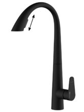 Смеситель для кухонной мойки WasserKRAFT, с выдвижной лейкой, черный, A8667