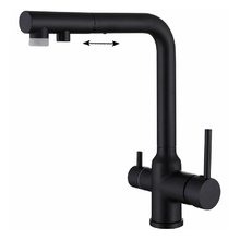 Смеситель для кухонной мойки Abber Emotion AF8814B, с подключением к фильтру, цвет черный матовый