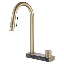 Смеситель Abber Wasser Kreis AF8114G, для кухонной мойки, с выдвижным изливом, цвет золото матовое