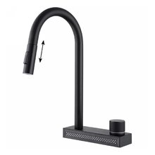 Смеситель Abber Wasser Kreis AF8114B, для кухонной мойки, с выдвижным изливом, цвет черный матовый