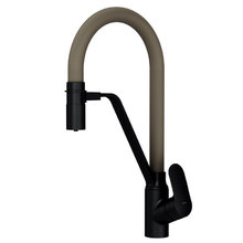 Смеситель для кухни Am.Pm Like F8007826 с каналом для питьевой воды и гибким изливом, черный, излив бежевый